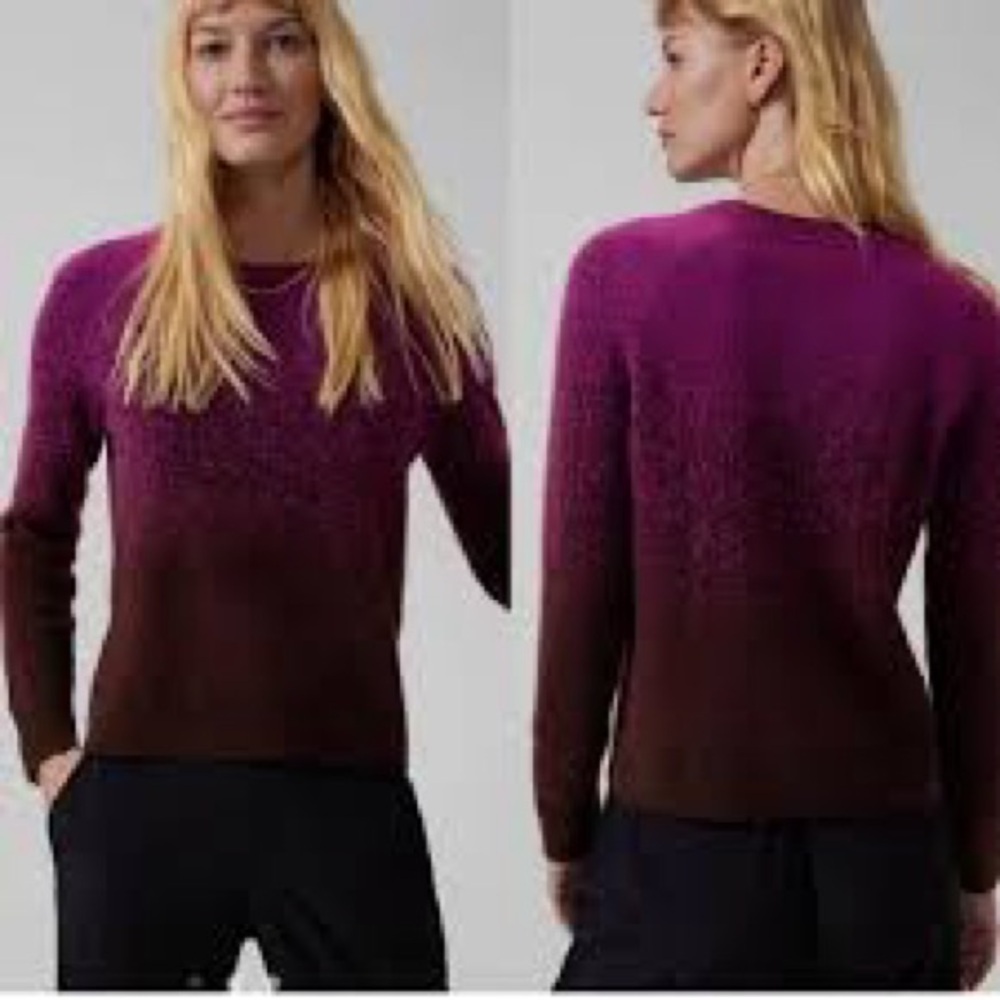 Athleta Hawthorn Textured Crew Sweater in New Horizon Ombre Warm - Size Large